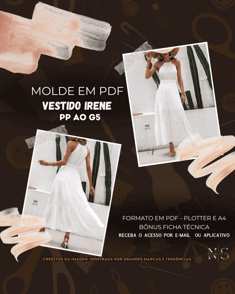 Molde em PDF - Vestido Irene (Gola Halter Assimétrico)