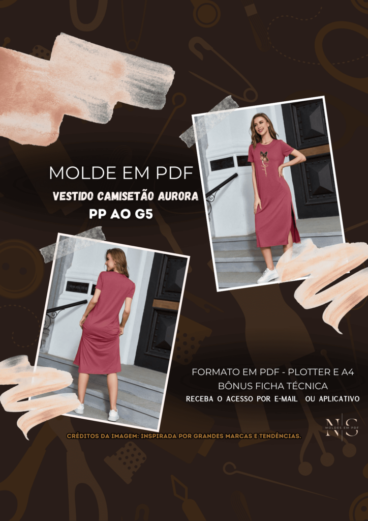 Molde em PDF - Vestido Camisetão Aurora