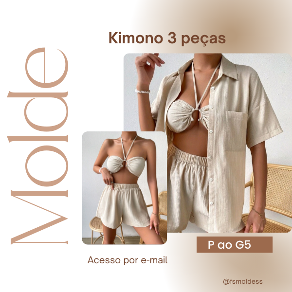 Molde kimono três peças