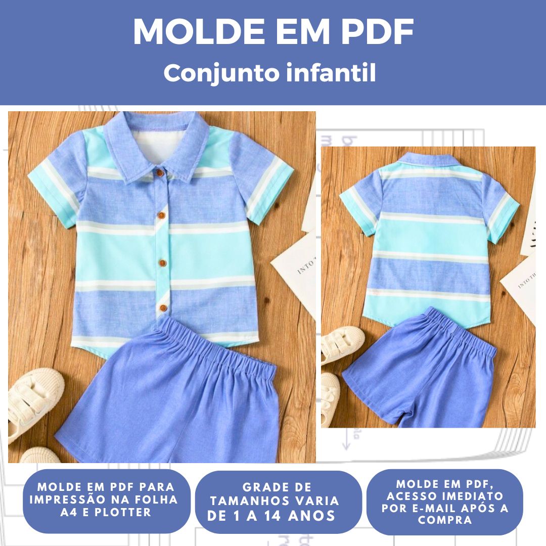 MOLDE CONJUNTO INFANTIL REF 3023- GRADE DE 1 A 14 ANOS