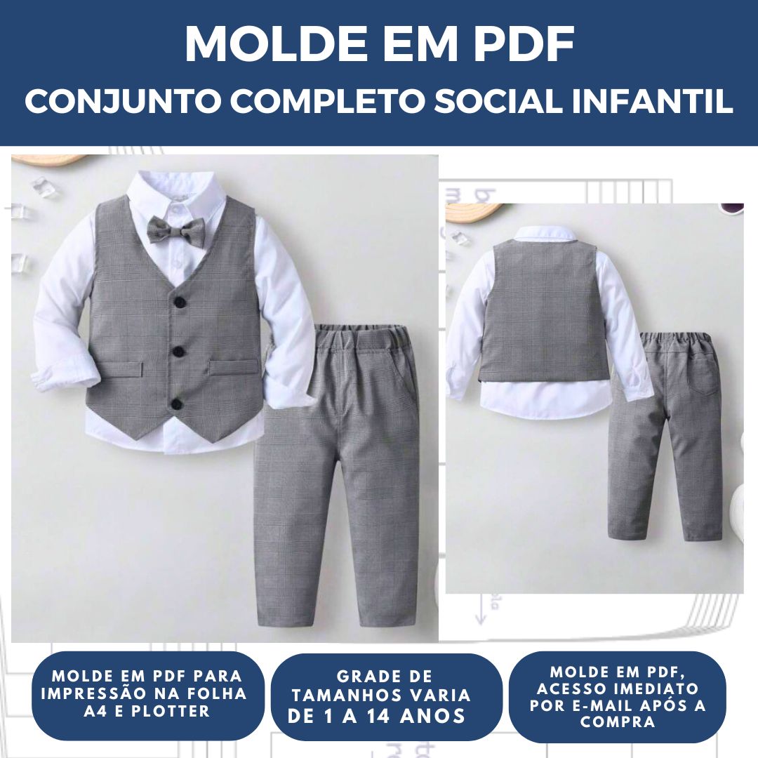 MOLDE CONJUNTO SOCIAL INFANTIL REF 3020- GRADE DE 1 A 14 ANOS