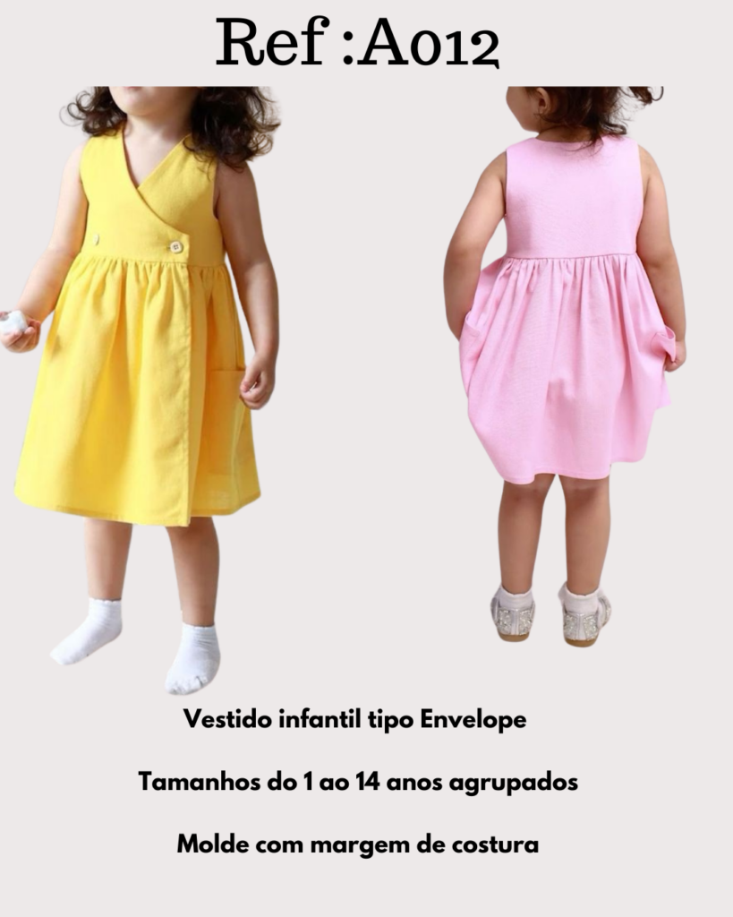 molde vestido infantil tipo envelope