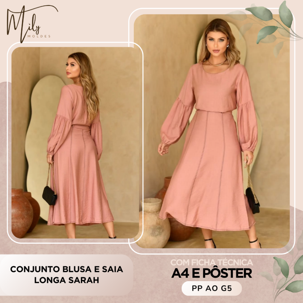 Conjunto Blusa e Saia Longa Sarah