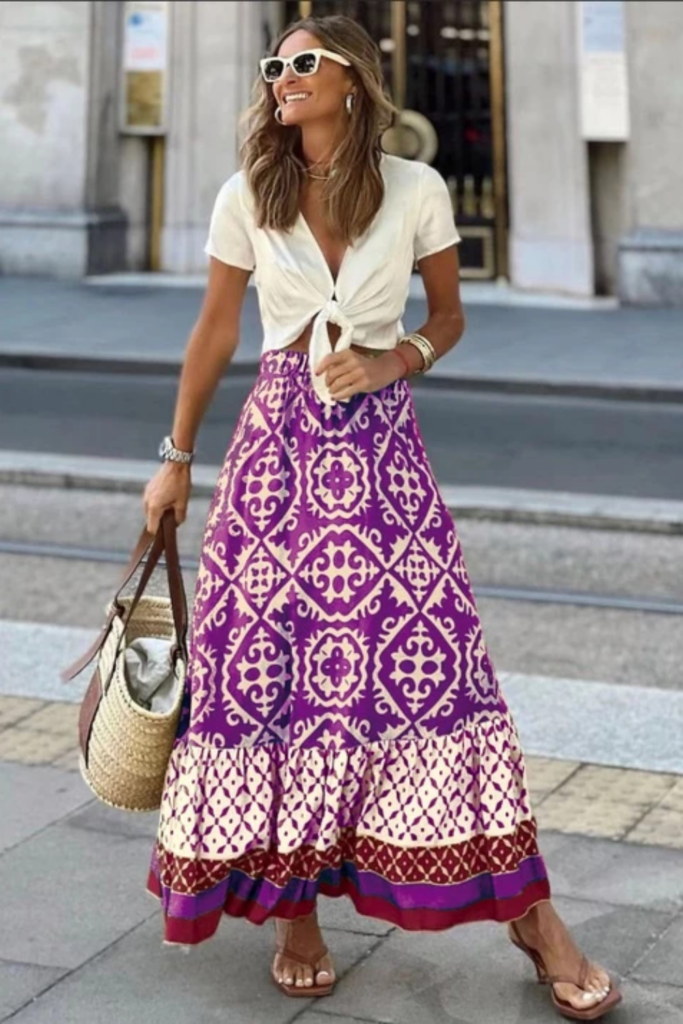 Saia Longa Feminina Cintura Elástica