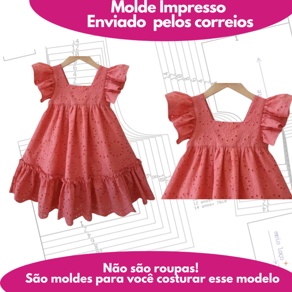 molde vestido infantil 2520 molde impresso