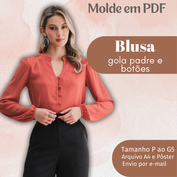 MOLDE EM PDF BLUSA GOLA PADRE E BOTÕES