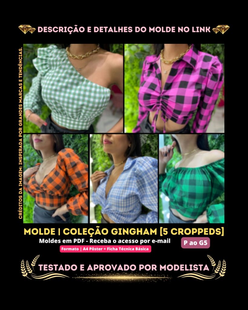 Molde em PDF - Arraiá da Coleção Gingham [5 Croppeds]