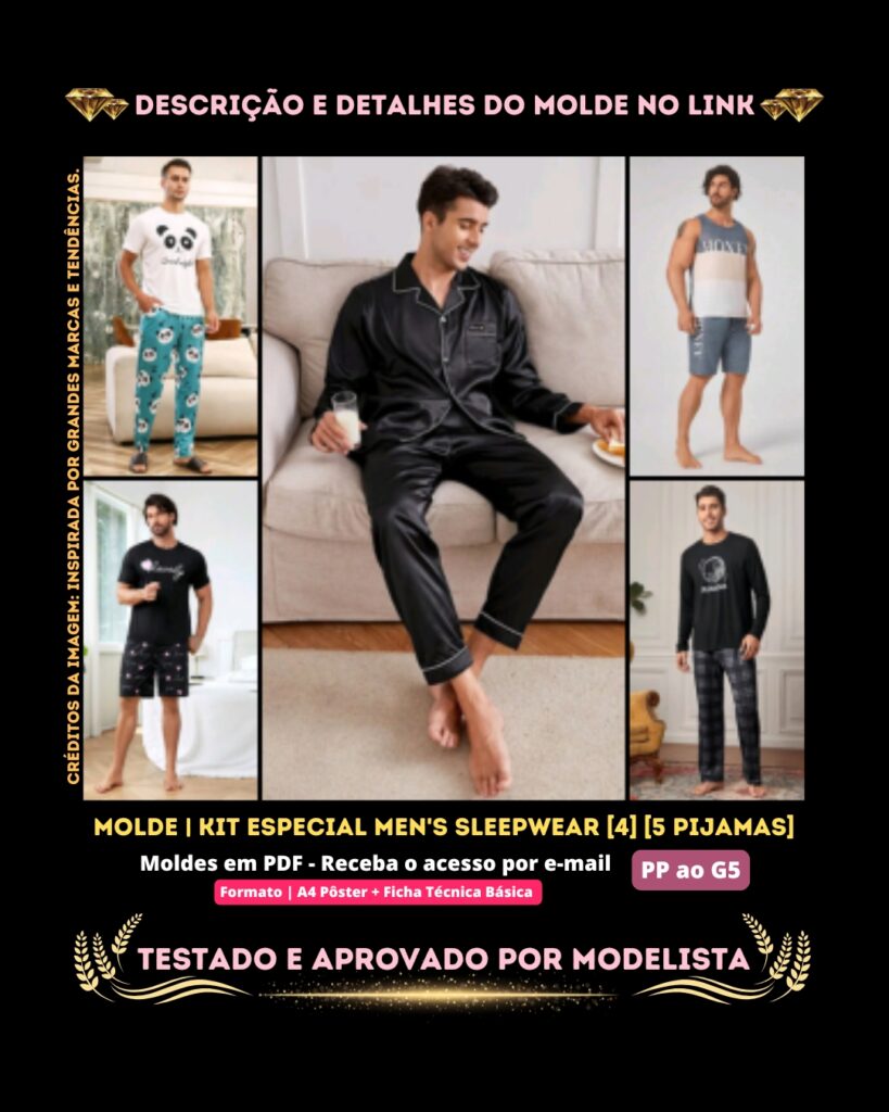 Molde em PDF - Kit Especial Men's Sleepwear [4] [5 Pijamas]