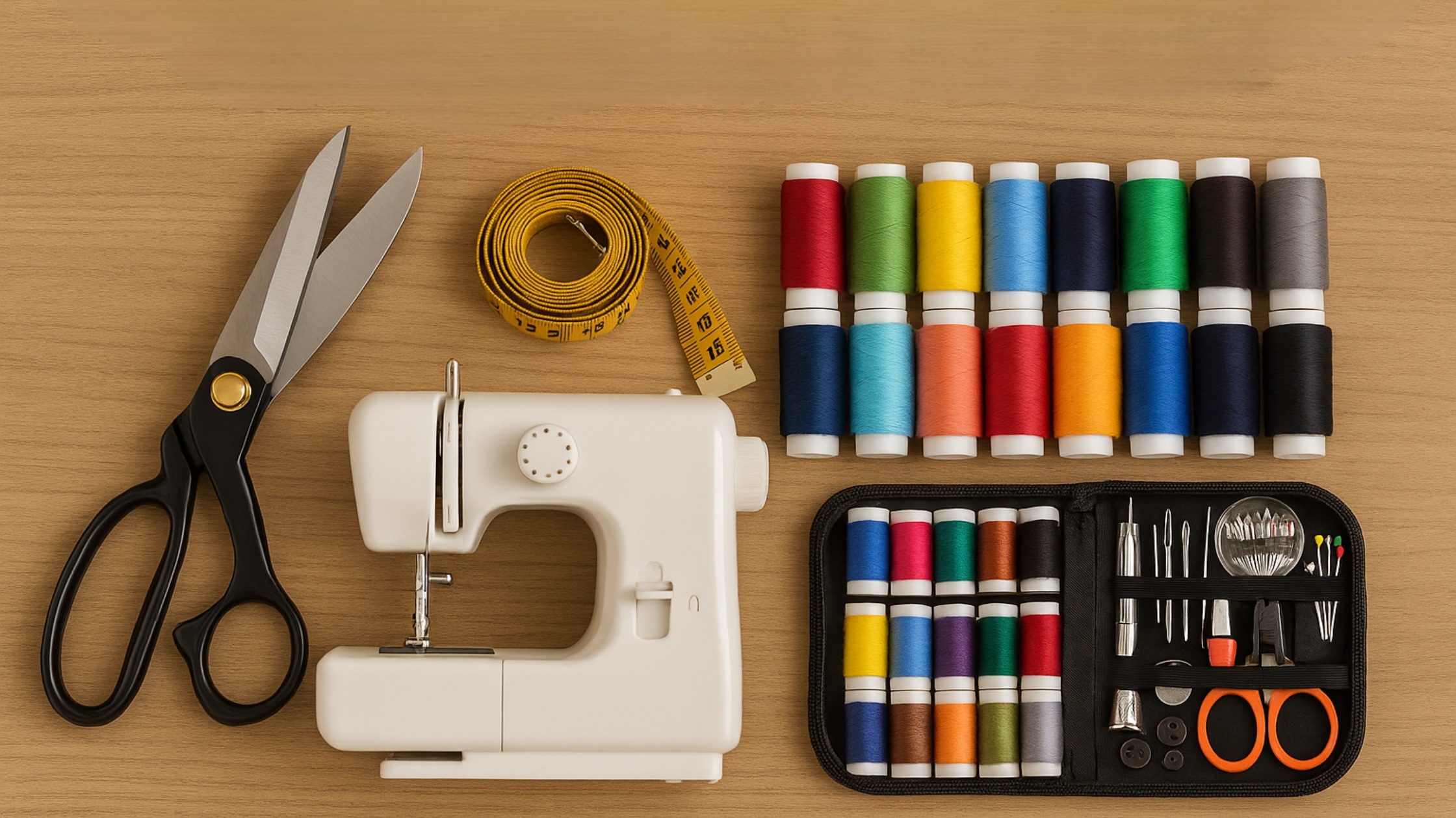 Descubra os 5 itens que não podem faltar no kit de uma costureira moderna. Ferramentas baratas e funcionais que você encontra na Shopee e Mercado Livre.