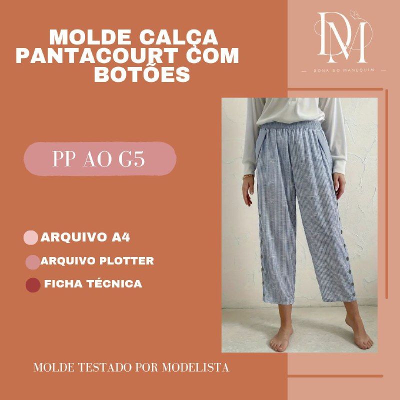 MOLDE CALÇA PANTACOURT COM BOTÕES