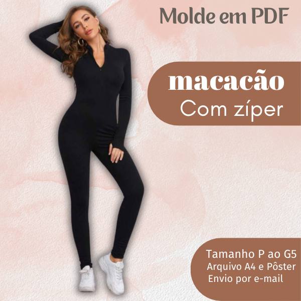 MOLDE EM PDF MACACÃO EM MALHA COM ZÍPER