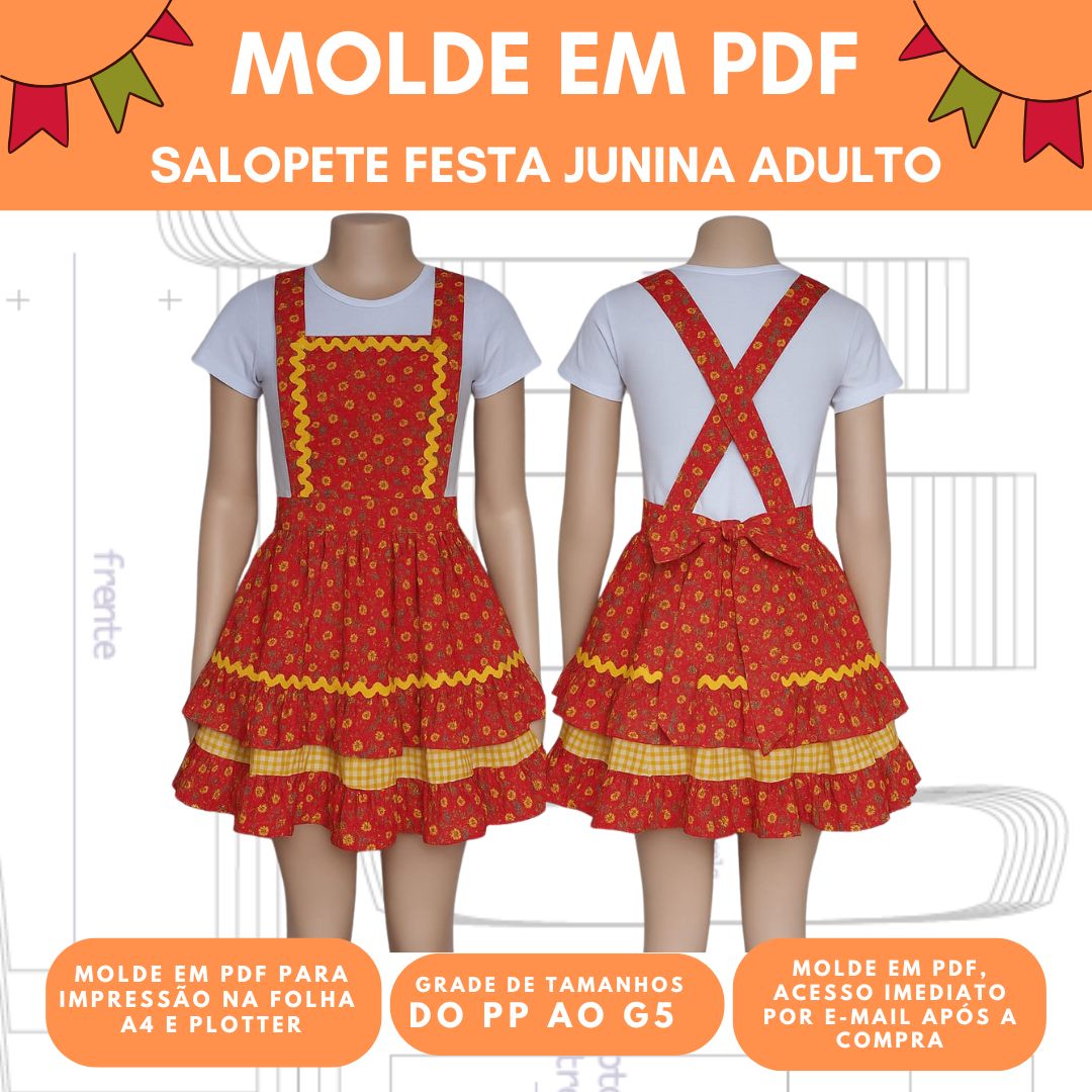 MOLDE EM PDF SALOPETE JUNINO ADULTO REF 3848 - GRADE PP AO G5