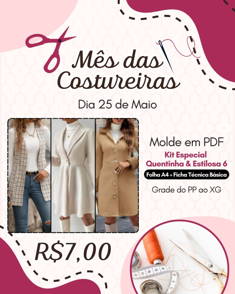 Molde em PDF - Kit Especial Quentinha e Estilosa 6 [2 Casacos + 1 Colete]