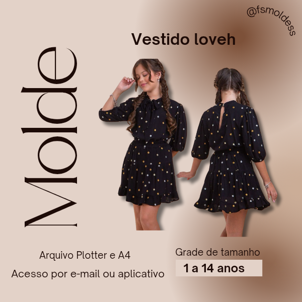 Molde vestido loveh infantil
