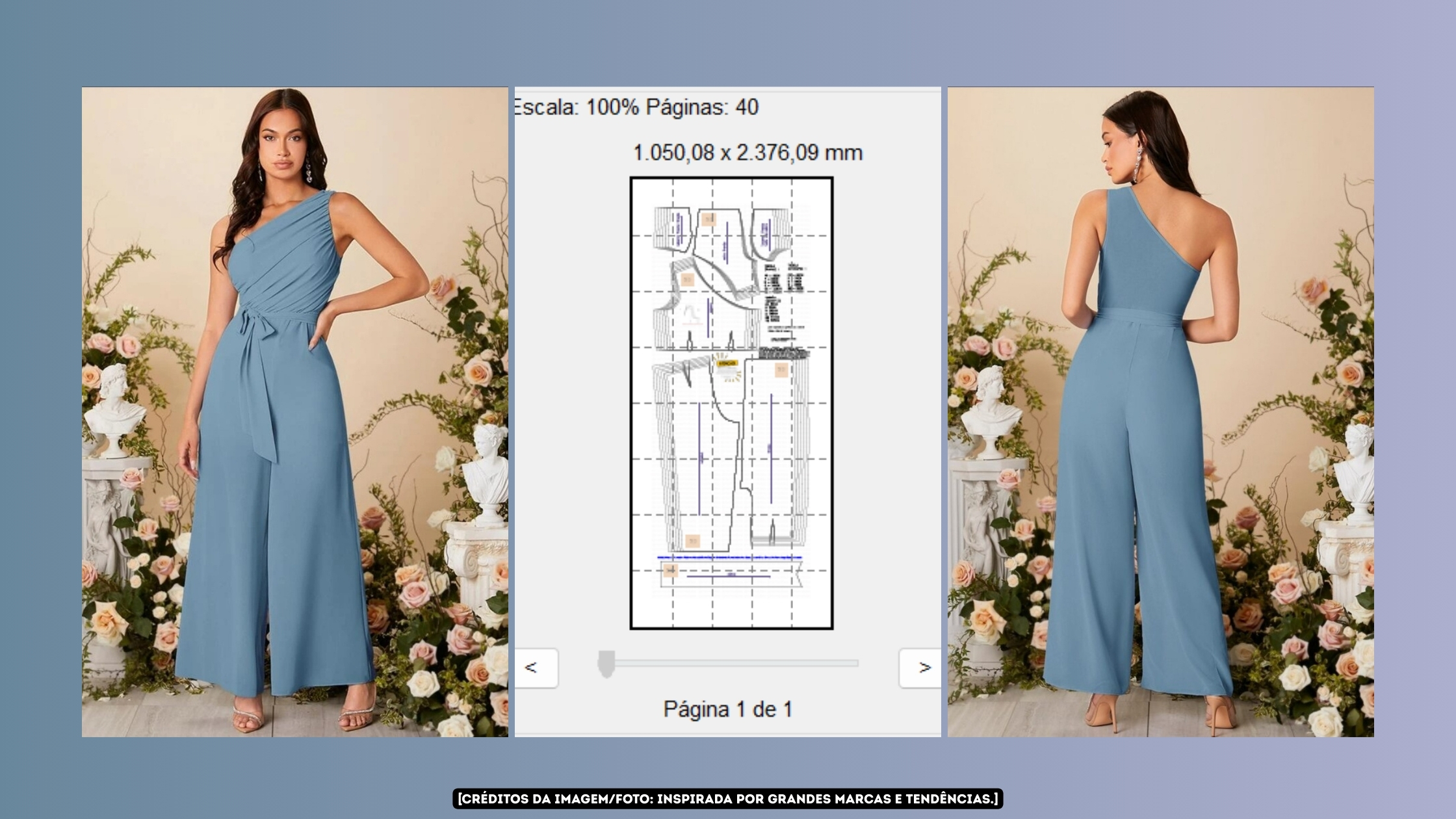 Aprenda a costurar o elegante Macacão Pantalona Fabienne com molde em PDF. Ideal para ateliês, iniciantes e quem ama fazer suas próprias roupas!