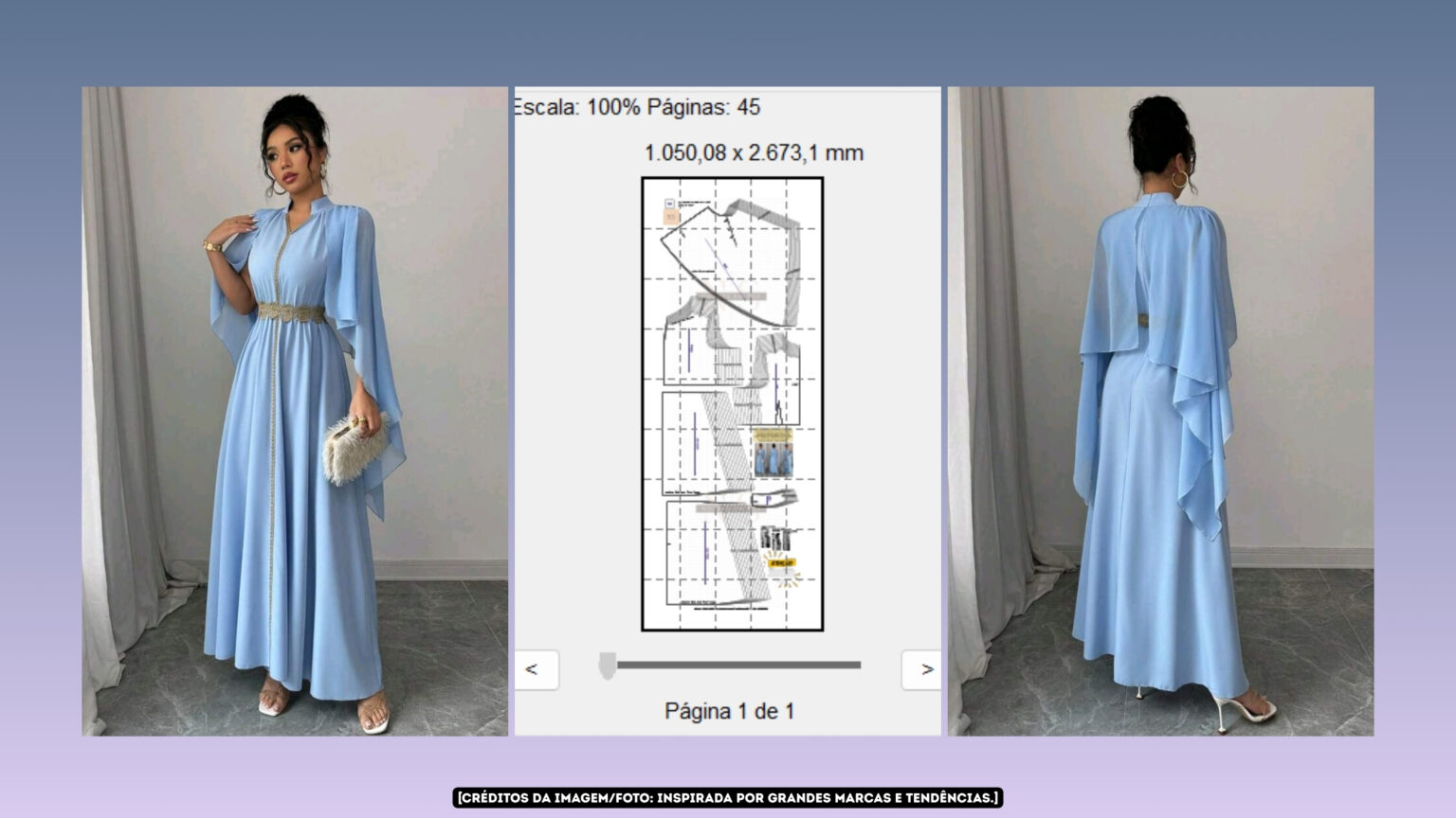 Vestido Festa com Capa Deusa – Molde em PDF do PP ao G5 para Costurar e ...