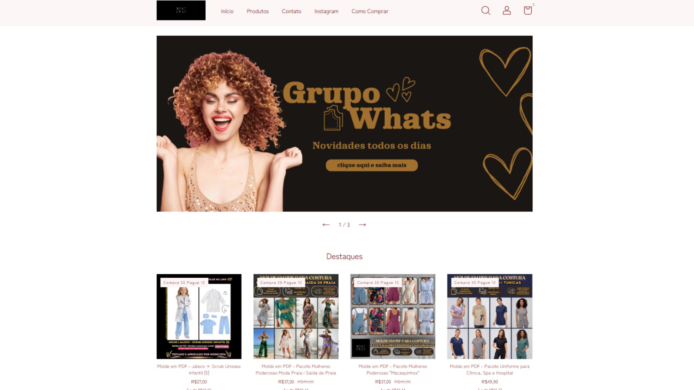 Acesse nossa loja NS Moldes e encontre moldes em PDF prontos para imprimir