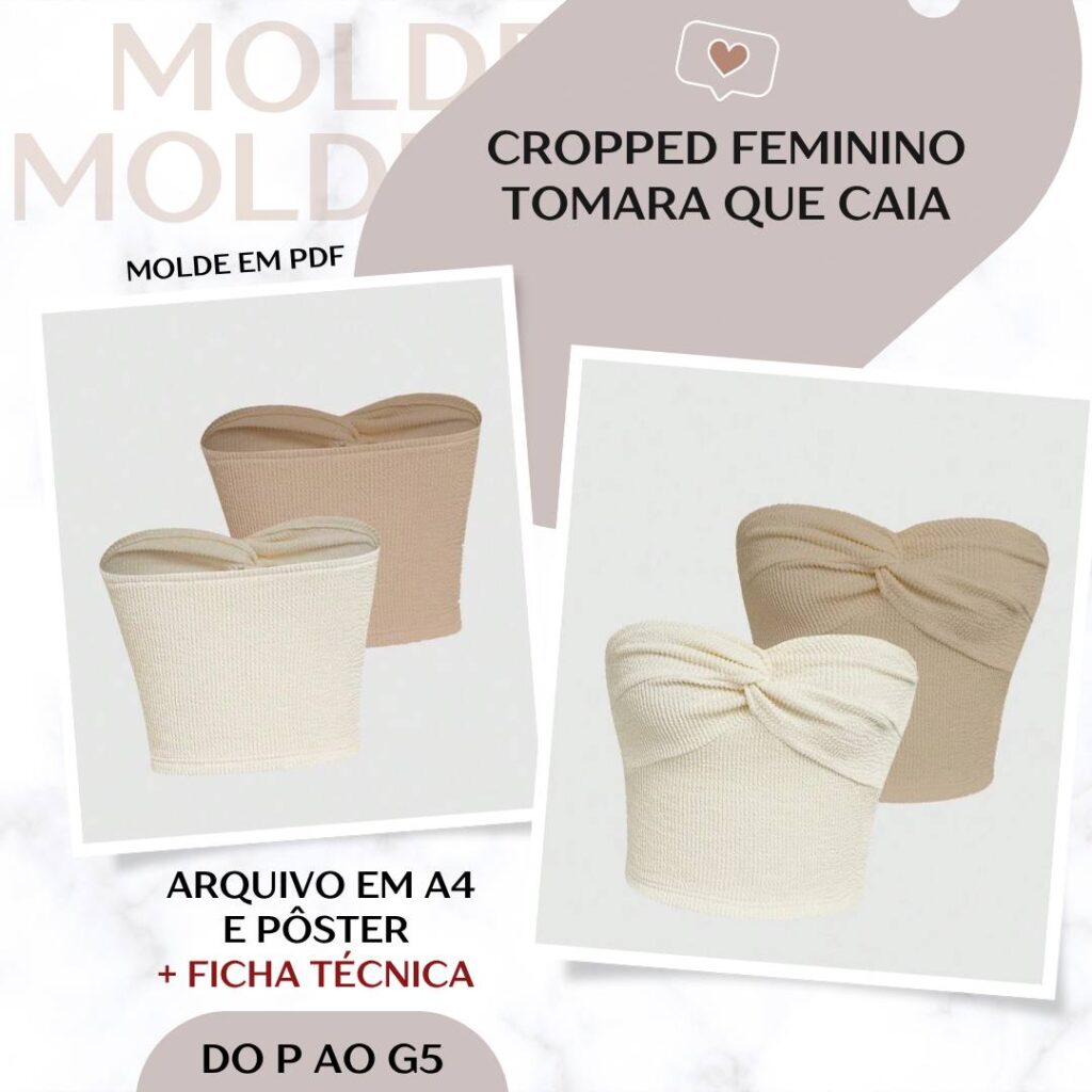 Cropped Feminino Tomara que Caia - Molde em PDF