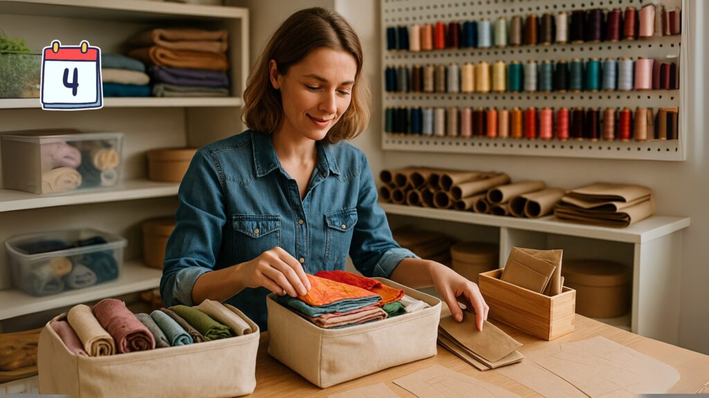 Dia 4 – Organização de Retalhos, Moldes e Materiais no Ateliê de Costura