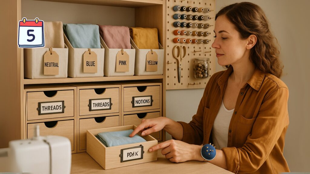 Dia 5 – Compartimentos e Sistema de Etiquetagem no Ateliê de Costura