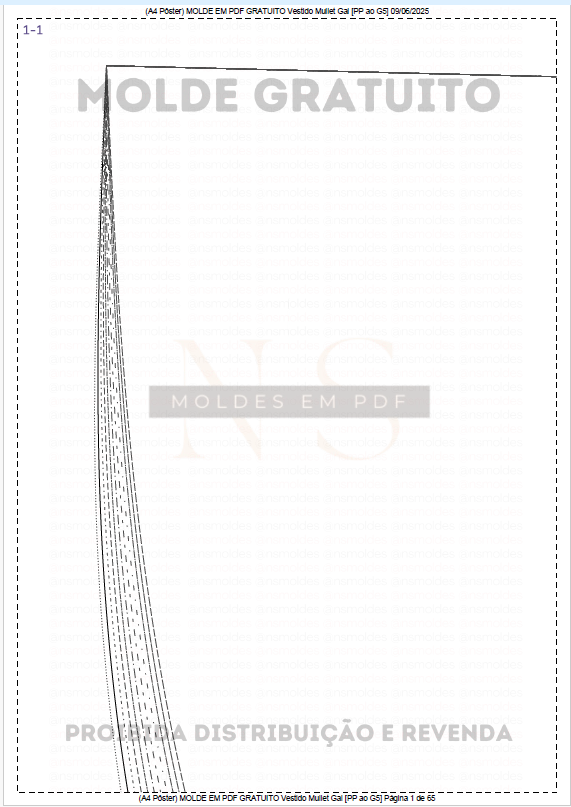 Esquema A4 Pôster - Molde Gratuito Vestido Mullet Gal