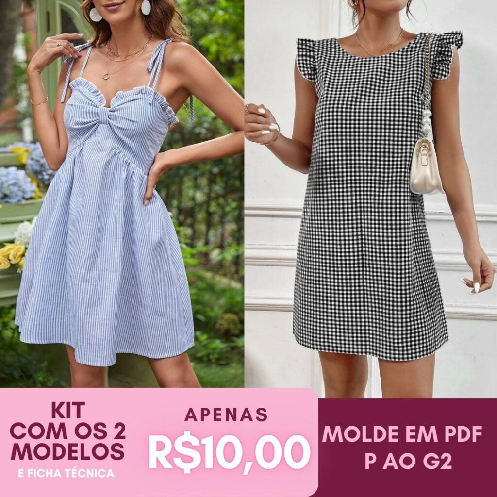 Kit 2 Vestidos - Molde em PDF