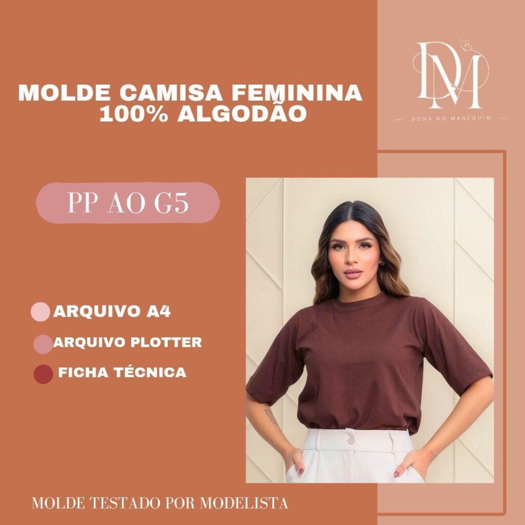 MOLDE CAMISA FEMININA 100% ALGODÃO