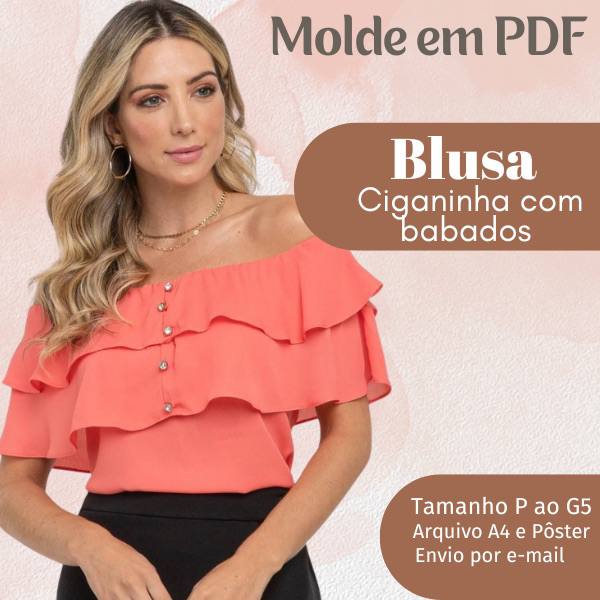 MOLDE EM PDF BLUSA CIGANINHA COM BABADOS