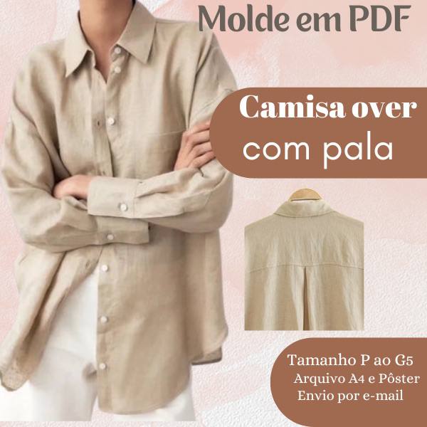 MOLDE EM PDF CAMISA OVER COM PALA