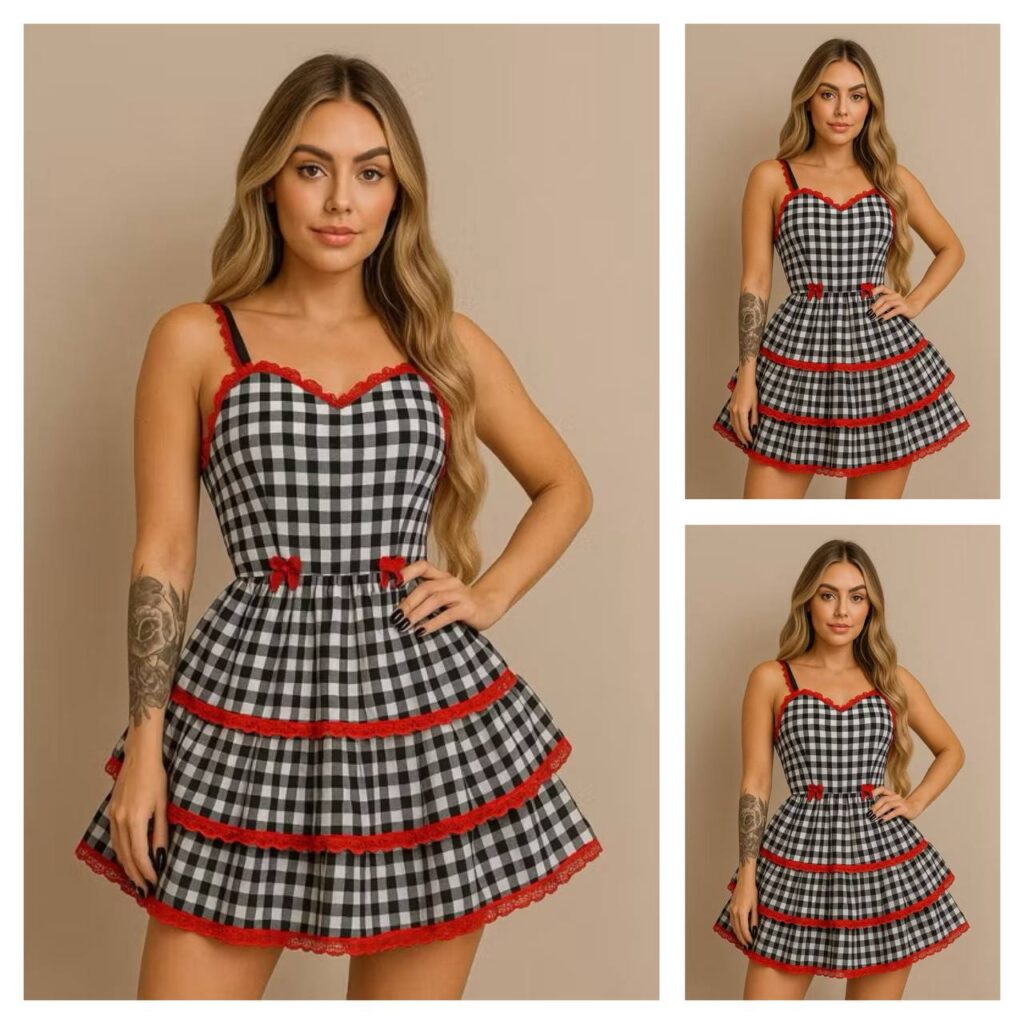 MOLDE EM PDF VESTIDO JUNINO XADREZ