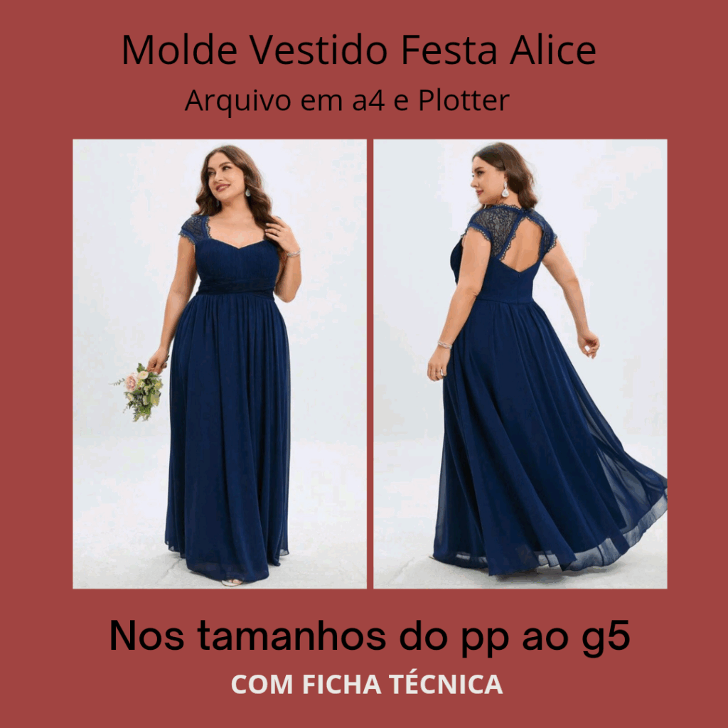 MOLDE VESTIDO FESTA ALICE