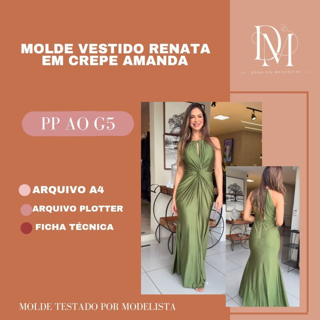 MOLDE VESTIDO RENATA EM CREPE AMANDA