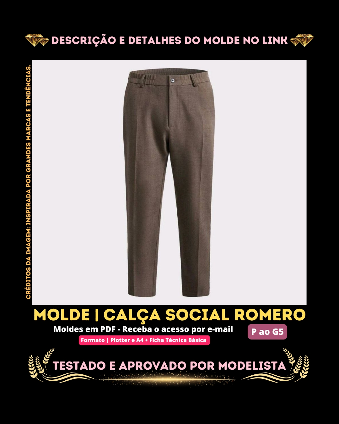 Molde em PDF - Calça Social Romero