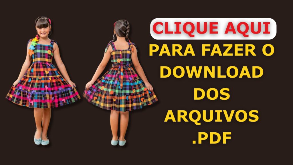 Baixar Molde em PDF Vestido Junino Infantil 2 ao 14 anos
