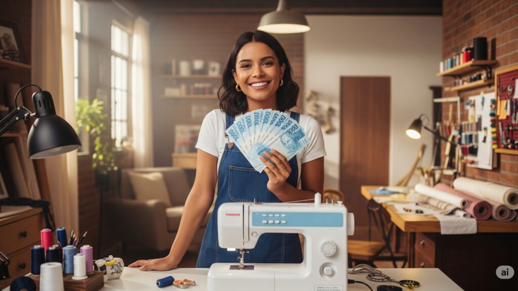 Como Aline Fez Seus Primeiros R$1.000 Costurando em Casa