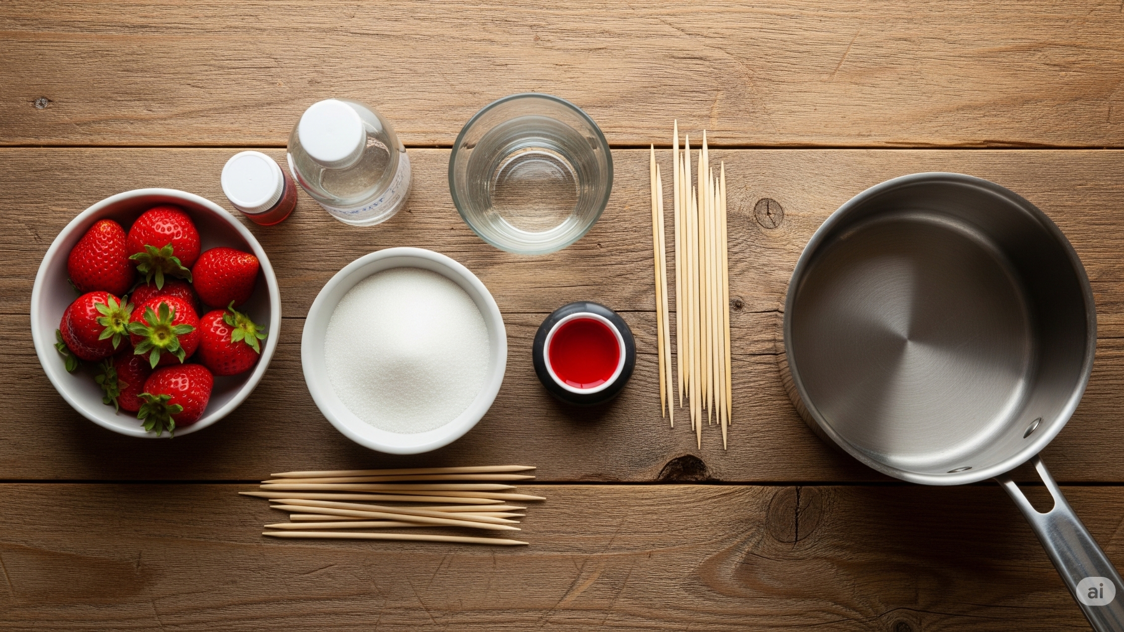 Ingredientes e utensílios para preparar a Receita de Morango do Amor Clássico