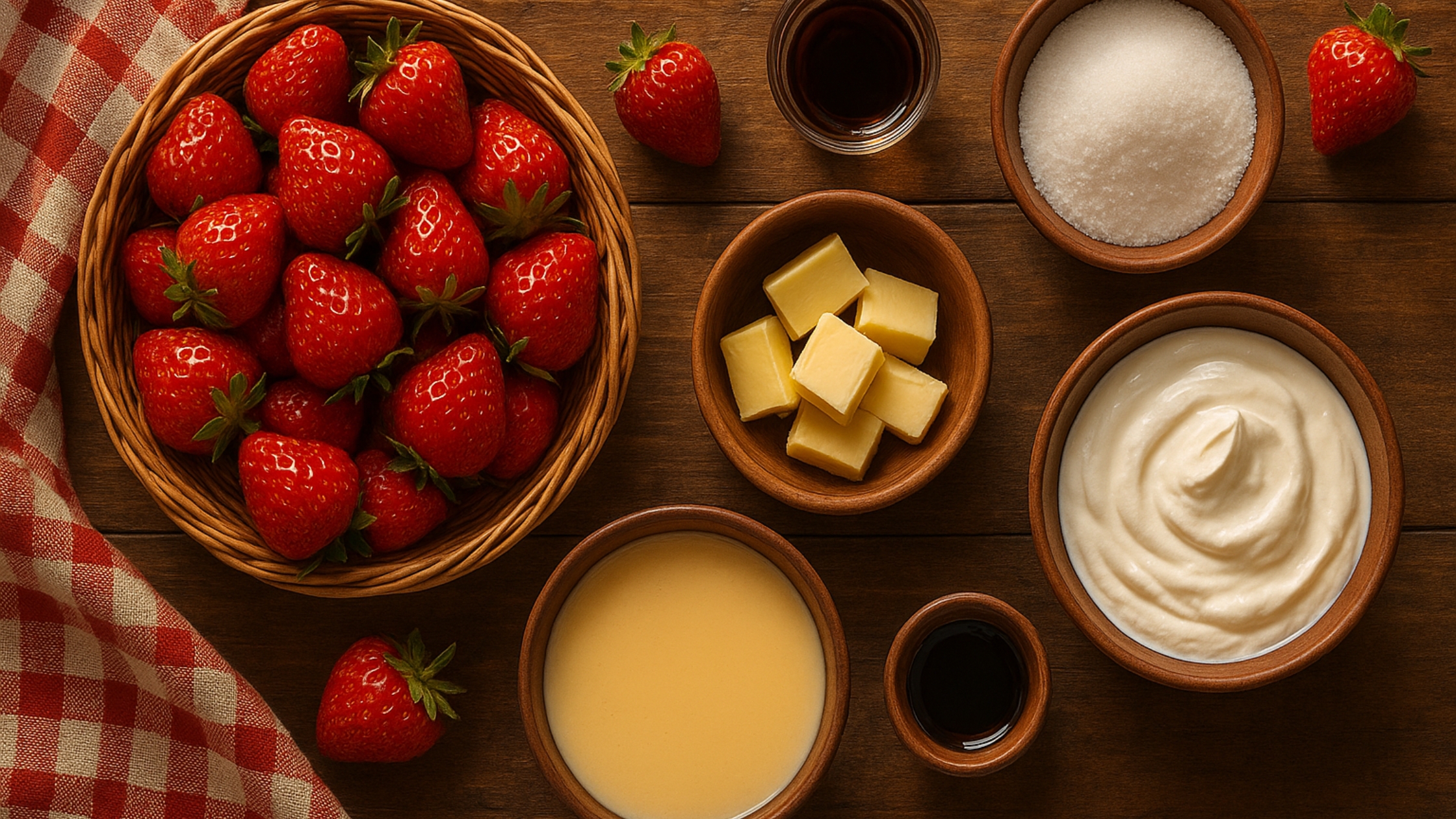 Ingredientes para o Morango do Amor na Travessa