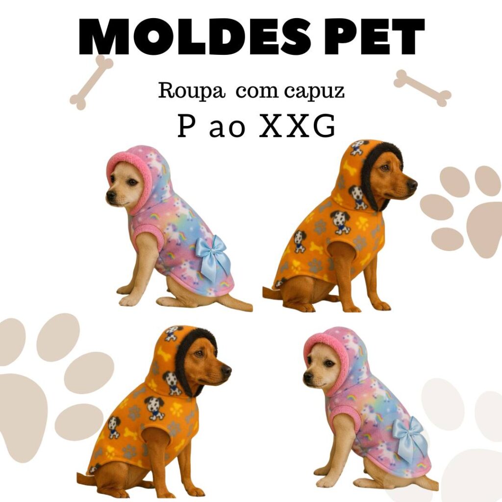 MOLDE EM PDF ROUPA PET COM CAPUZ