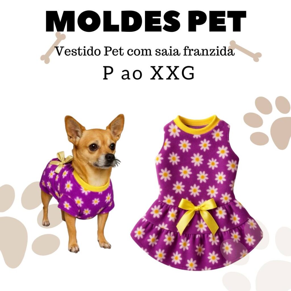 MOLDE EM PDF VESTIDO PET COM SAIA FRANZIDA