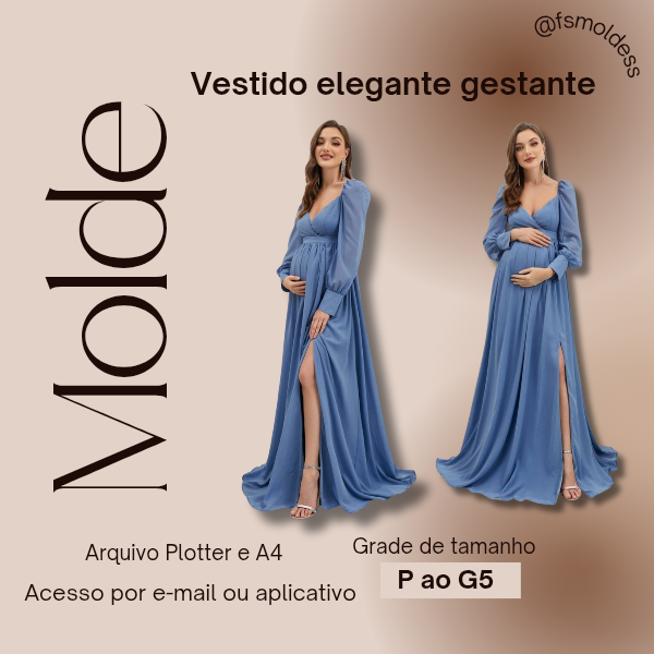 MOLDE VESTIDO ELEGANTE GESTANTE