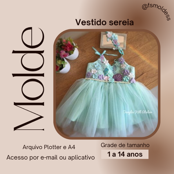 MOLDE VESTIDO SEREIA INFANTIL