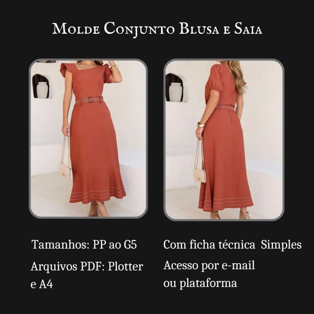 Molde Conjunto Blusa e Saia