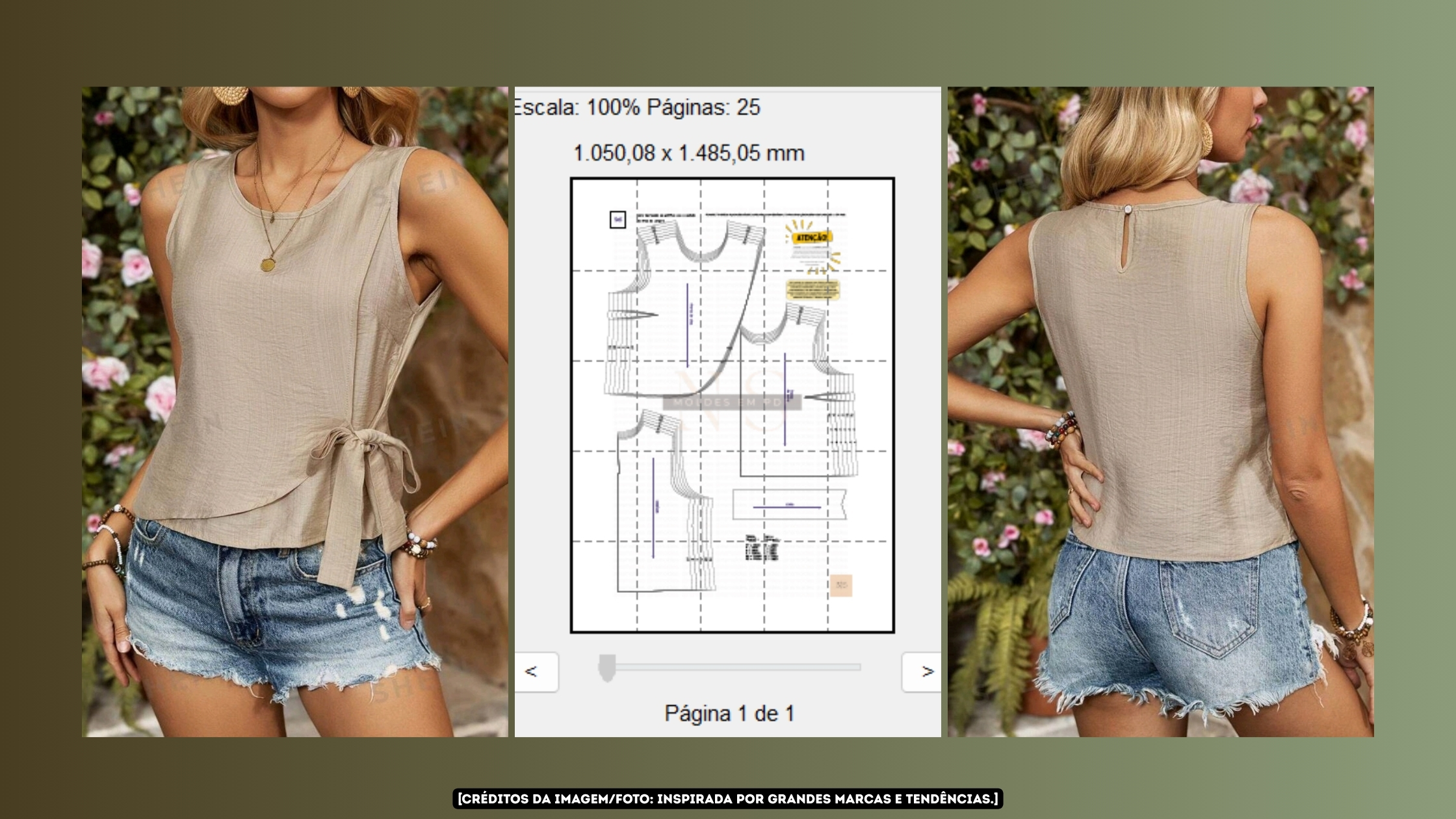 Molde em PDF - Blusa Laço Lary