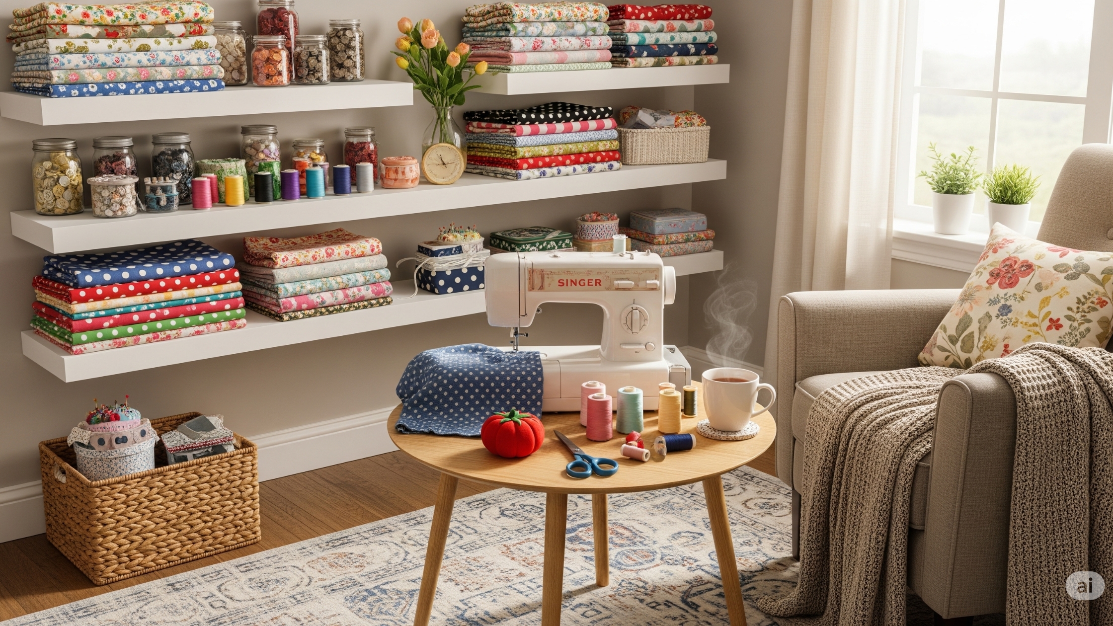 Ateliê em um cantinho da sala