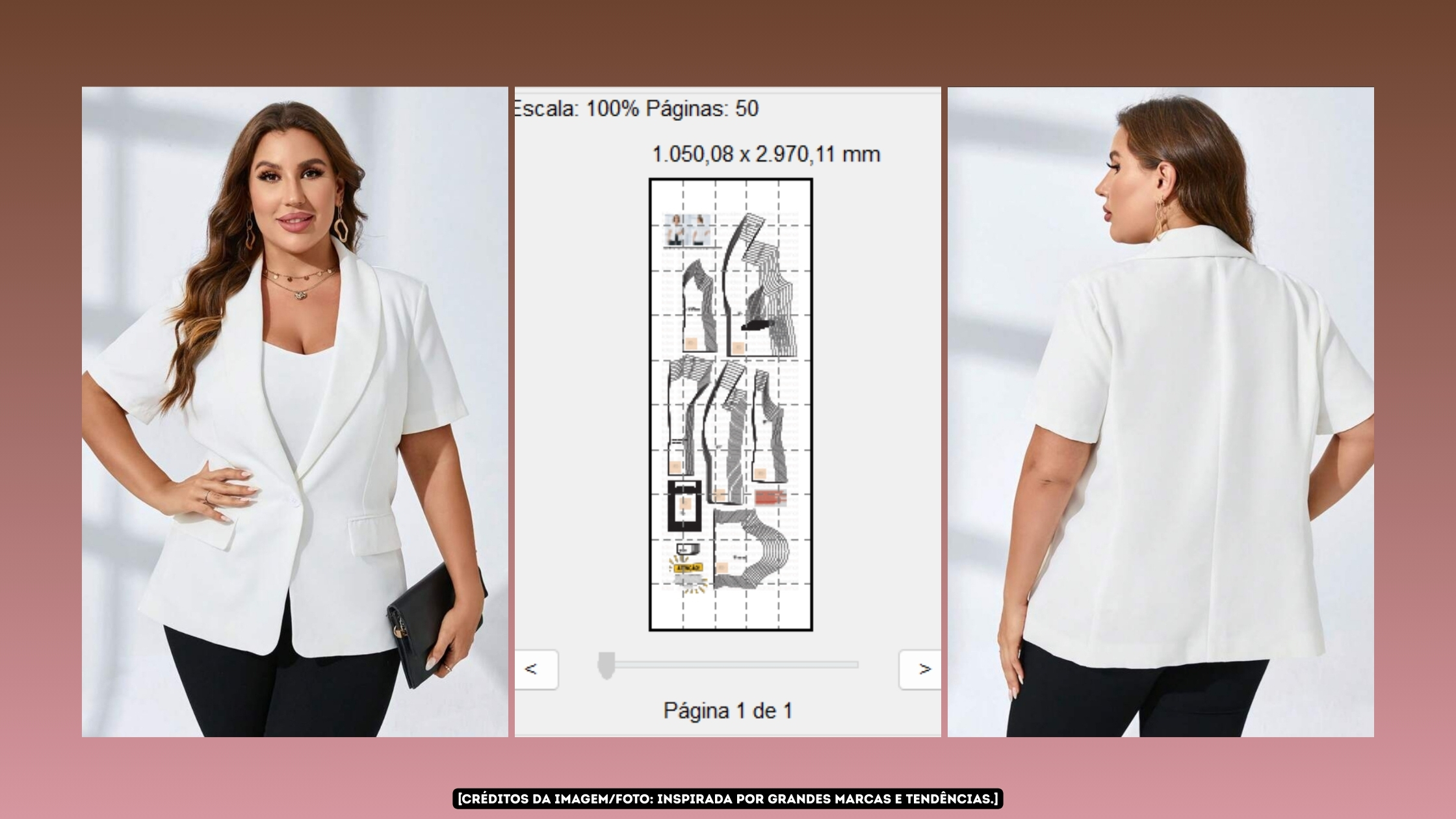 Molde em PDF - Blazer MC Tati (Blazer Estilo Casual Gola Xale Botão Único Manga Curta e Bolso na Frente)