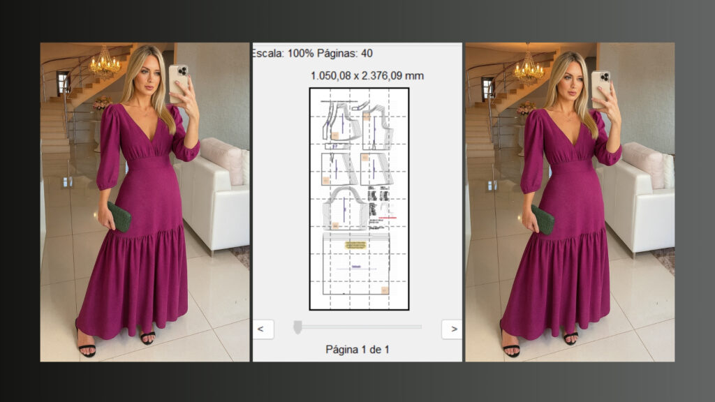 Molde em PDF - Vestido Elyna (Vestido Estilo Elegante Longo com Decote em V)