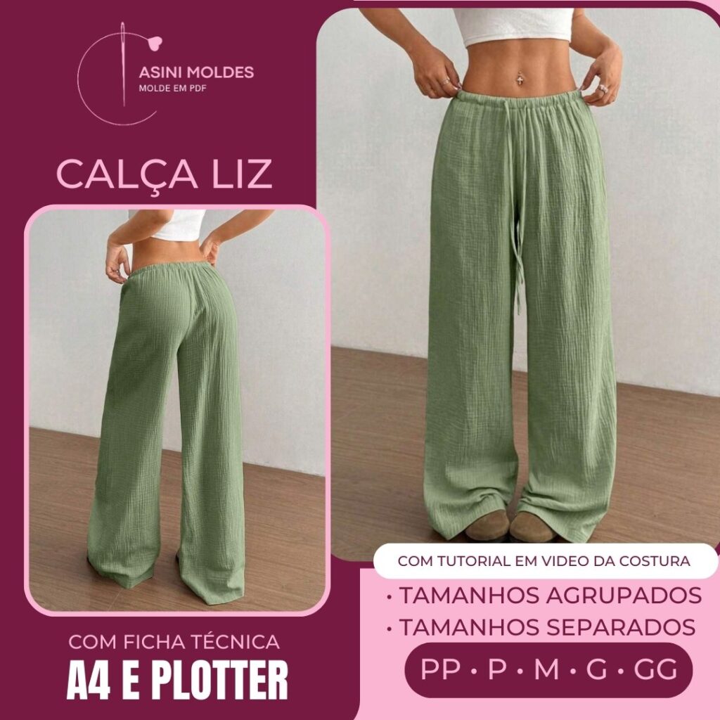 Molde Calça Liz em PDF – Compre, Imprima e Costure