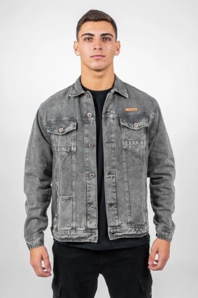 Jaqueta Jeans Masculina Preta Estilo Urbano Moda Casual