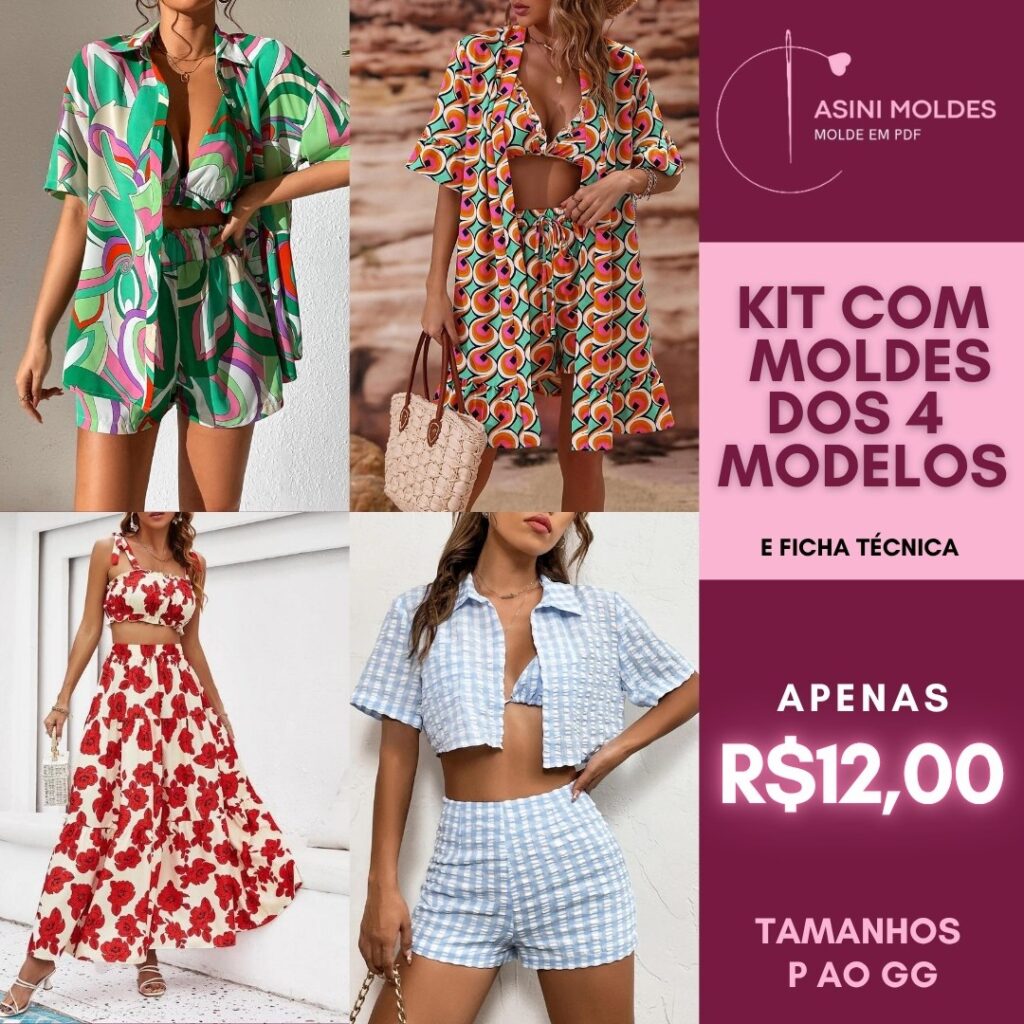 KIT 4 CONJUNTOS - Molde em PDF