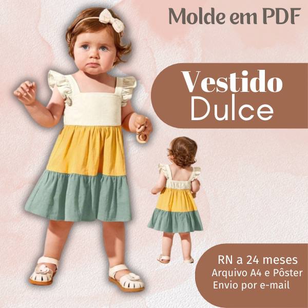 MOLDE EM PDF VESTIDO BEBÊ DULCE